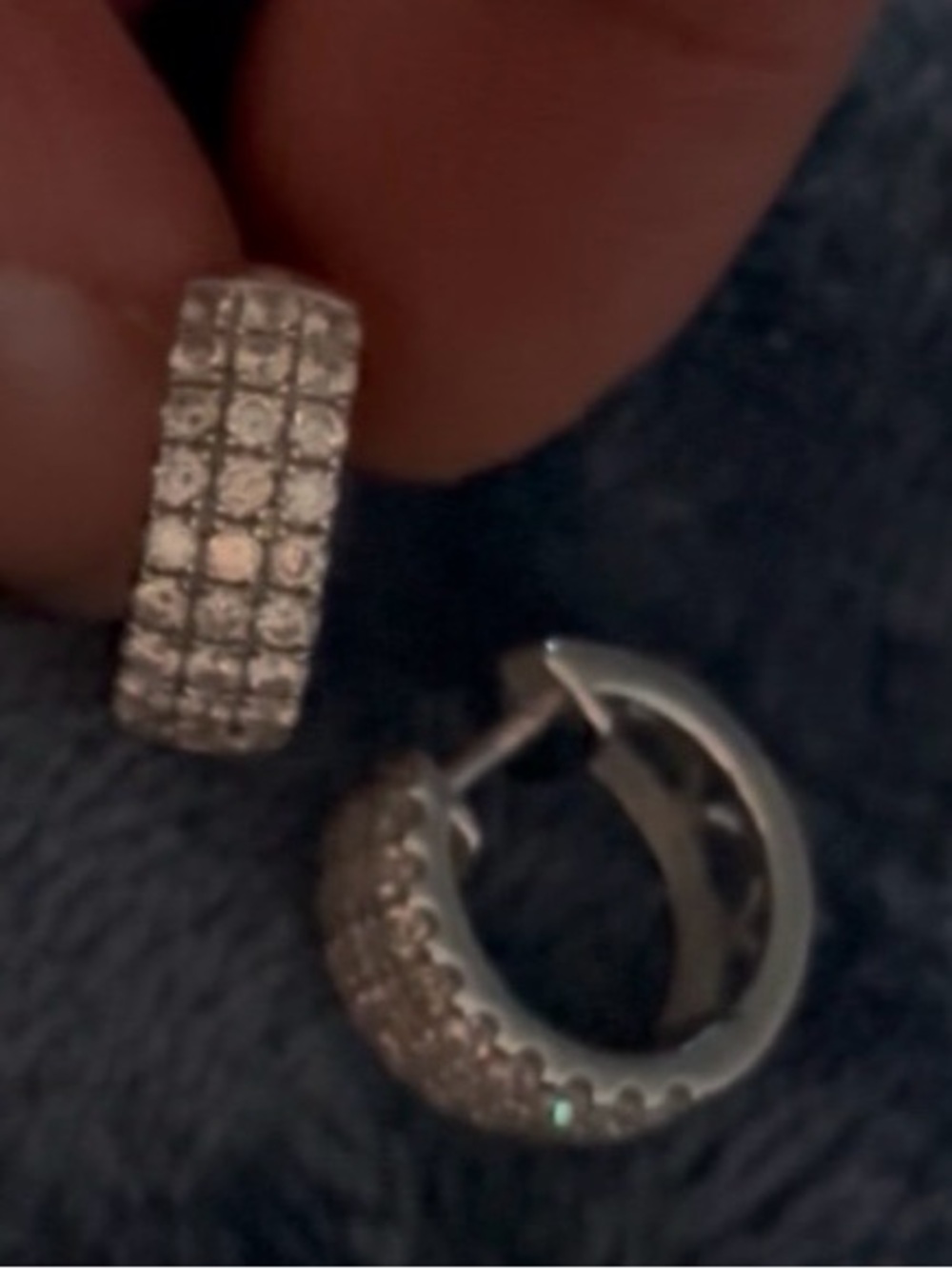 14k Solid White Gold Huggies with 1ctw Natural Diamonds